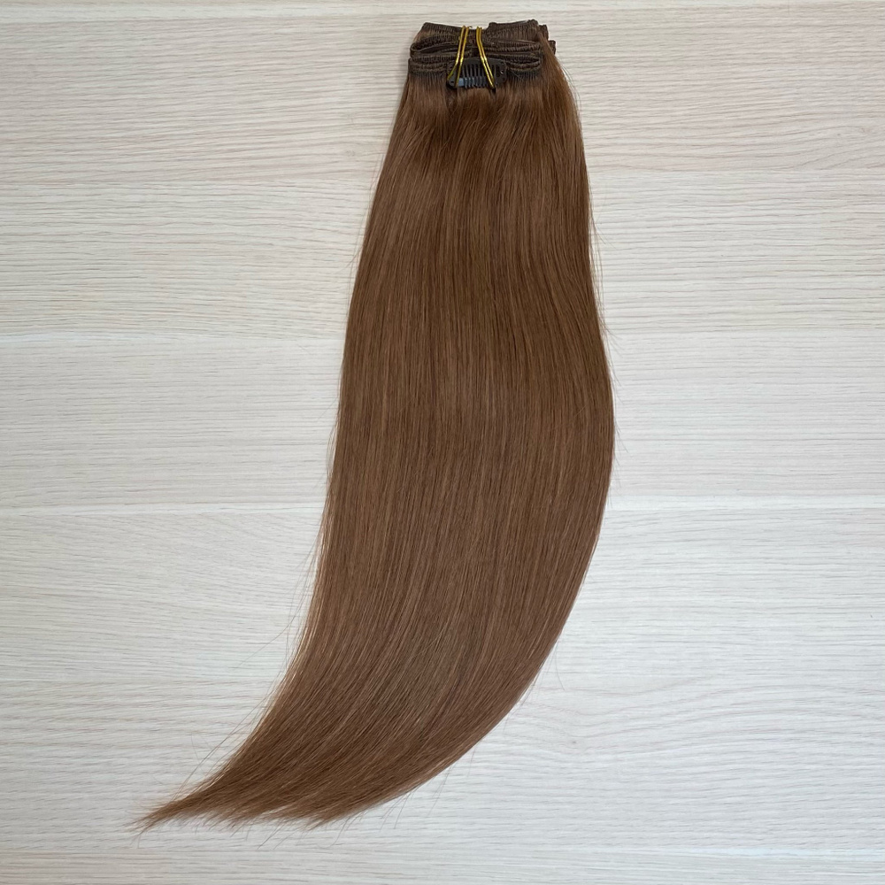 Волосы для наращивания натуральные 40см 70г - Шатен #6 #1
