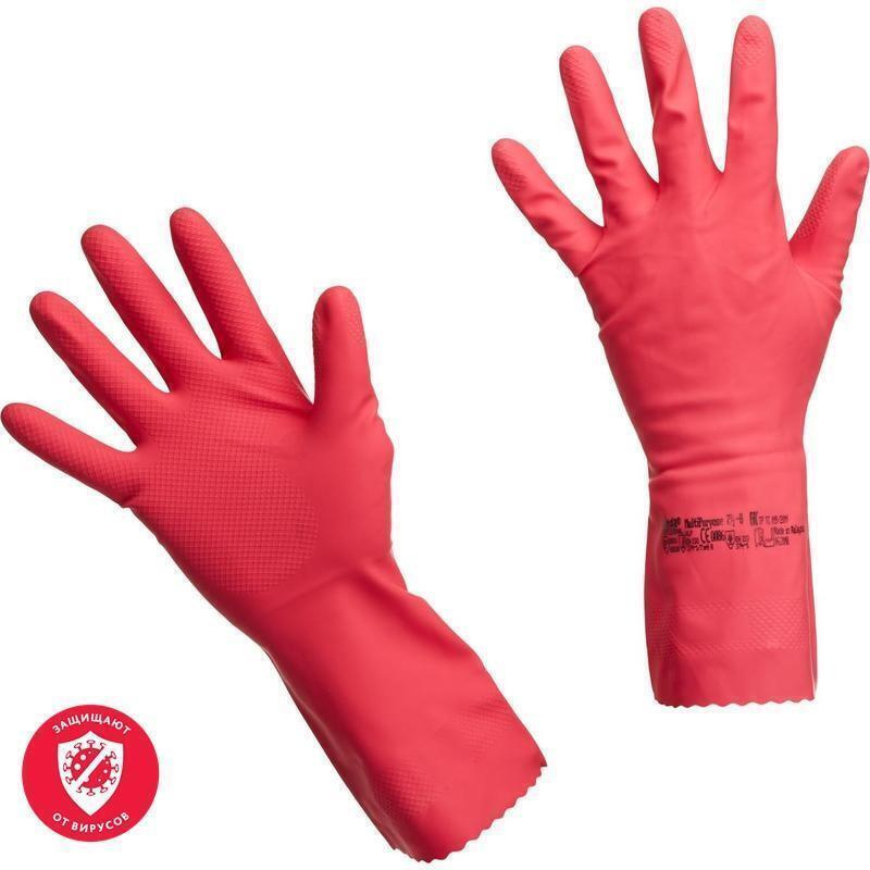 Резиновые перчатки особопрочные, размер 8 (М), красные,Vileda Professional  #1