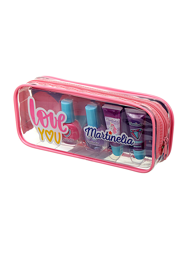 Набор детской косметики для девочек с косметичкой лак для ногтей и бальзам для губ , детский , Martinelia #1