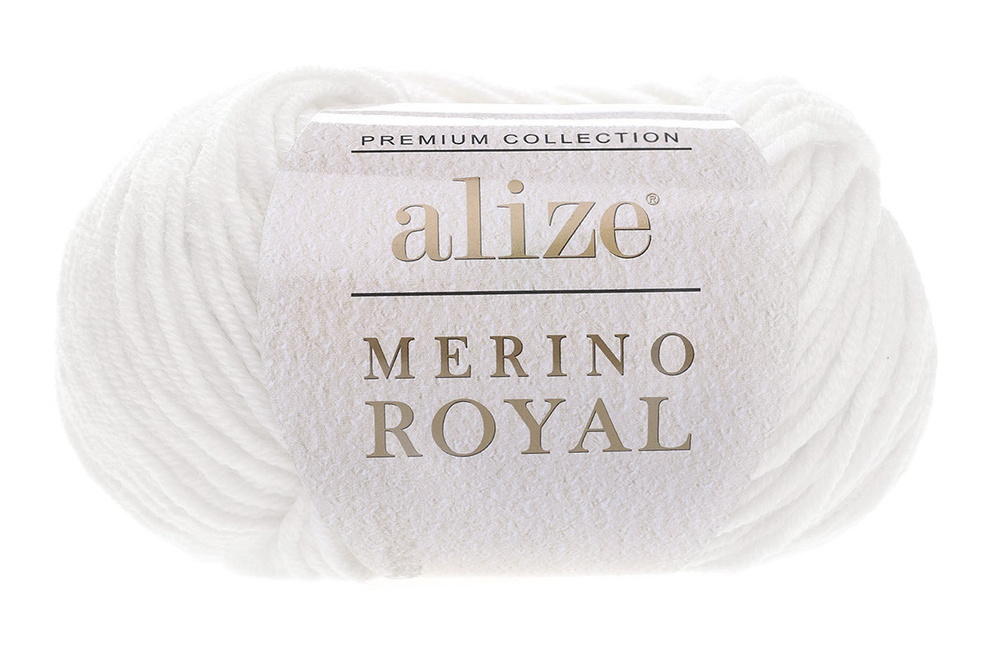 Alize Merino Royal / Мерино Роял / состав: 100% мериносовая шерсть / Белый - 55 / 10 мотков.  #1