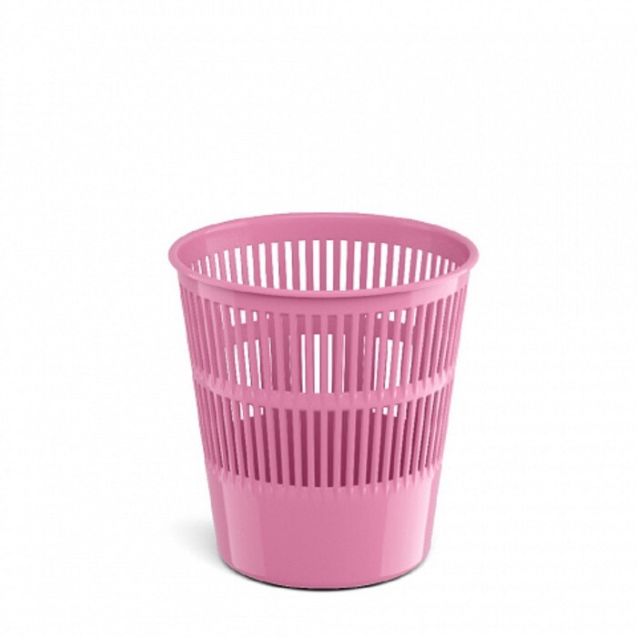 Корзина для бумаг и мусора ErichKrause Pastel, 9 литров, пластик, сетчатая, розовая  #1