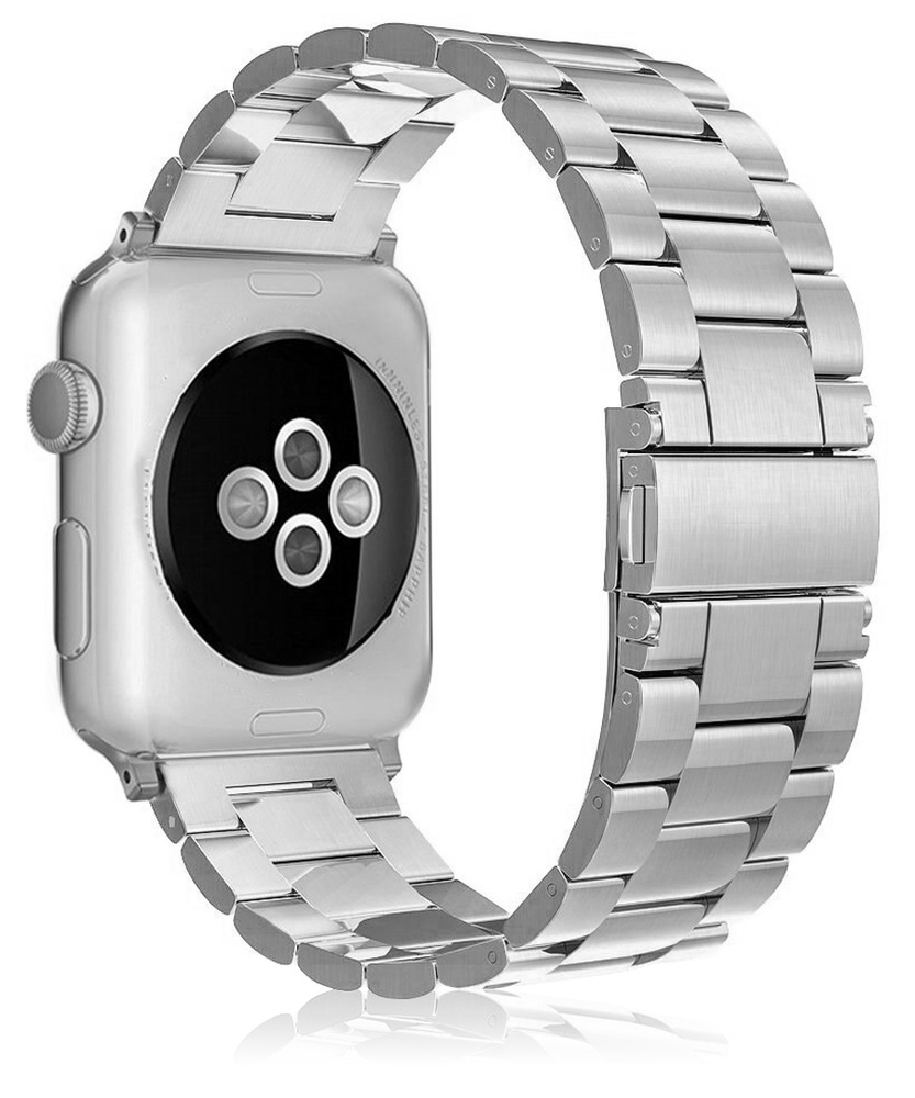 Металлический браслет блочный ремешок для Apple Watch Series 1-9 SE 38mm / 40mm / 41mm , серебристый #1