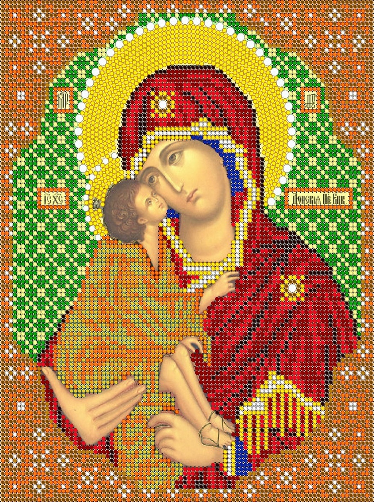 Набор для вышивания бисером Тайвань, икона Пресвятая Богородицаца Донская, 19*24 см, картины бисером, #1