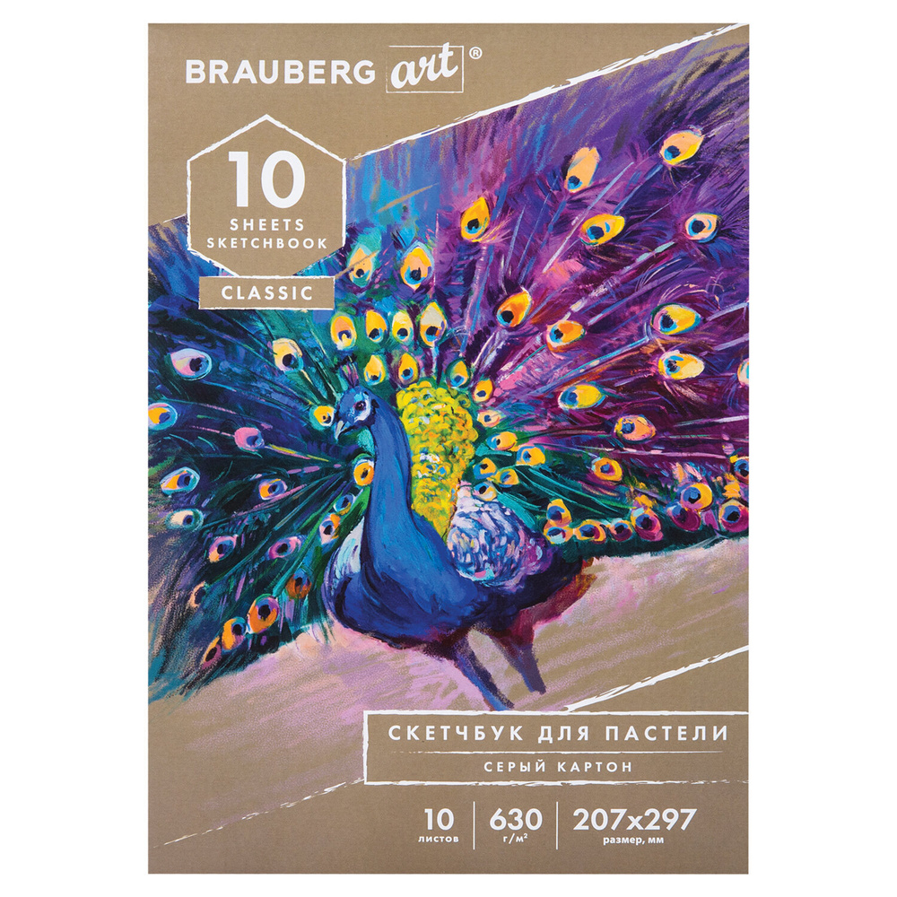 Альбом для пастели, картон СЕРЫЙ некрашенный 630 г/м2, 207х297 мм, 10 л., BRAUBERG ART CLASSIC, 105916 #1