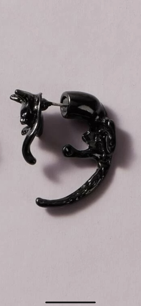 Моносерьга мужская Леопард черного цвета, сережка на одно ухо с проколом, мужской аксессуар Smood  #1