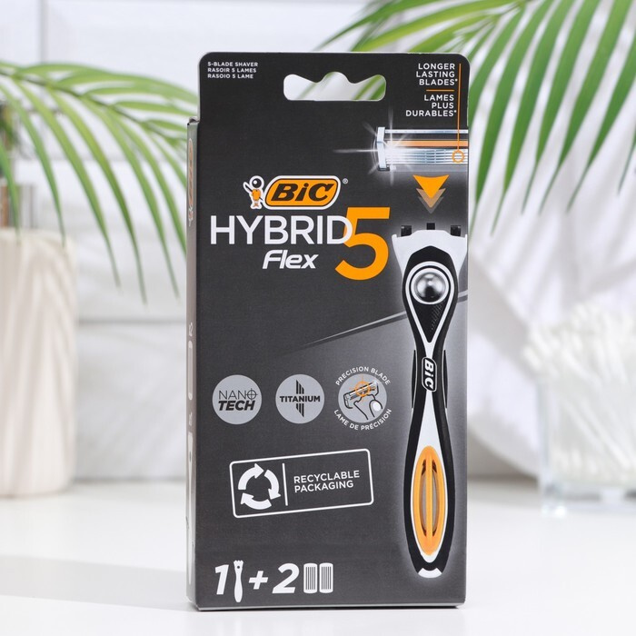 Bic, Станок бритвенный мужской Hybrid 5 Flex + 2 сменные кассеты, 3 предмета в упаковке.  #1