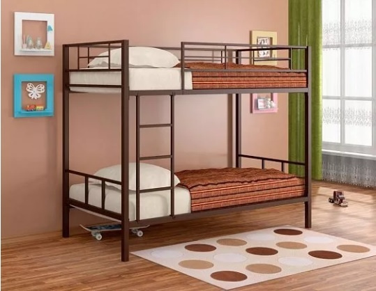Двухъярусная кровать, 198х96х163 см, коричневый #1