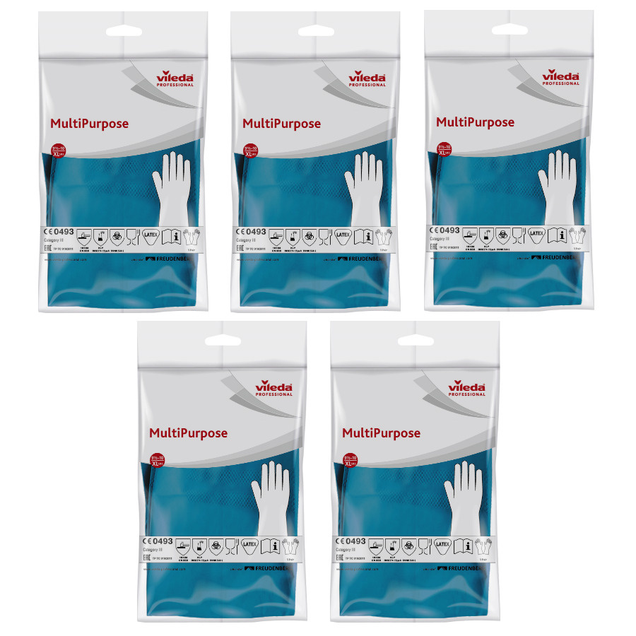 Перчатки латексные многоцелевые Multipurpose Vileda Professional, цвет: синий, размер: XL (9,5-10), комплект: #1