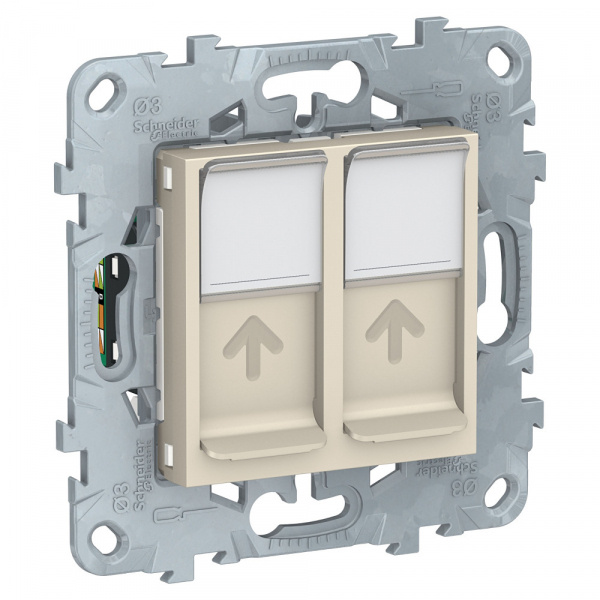 System Electric Unica New Беж Розетка компьютерная, RJ45, двойная, кат. 5е UTP NU542044  #1