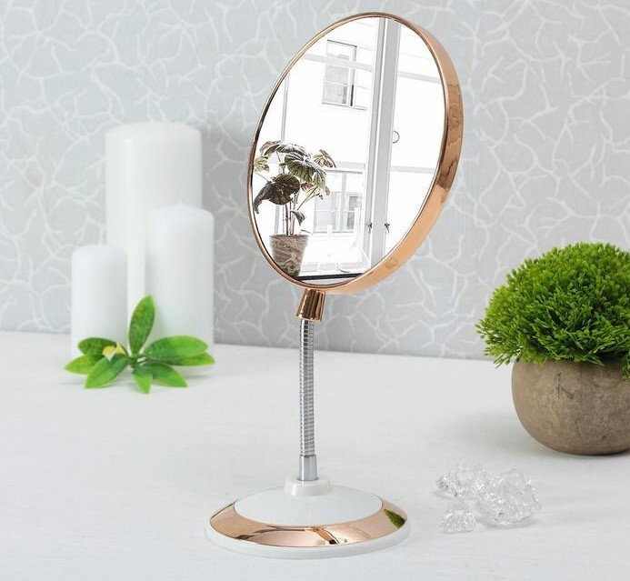 Зеркало на гибкой ножке, с увеличением, d зеркальной поверхности 15,5 см, цвет белый  #1