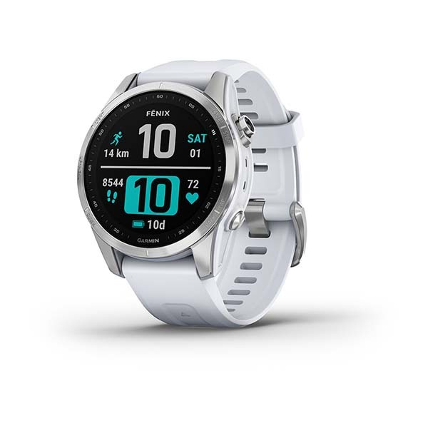 Часы Garmin Fenix 7S, серебристые с белым ремешком 010-02539-03 #1