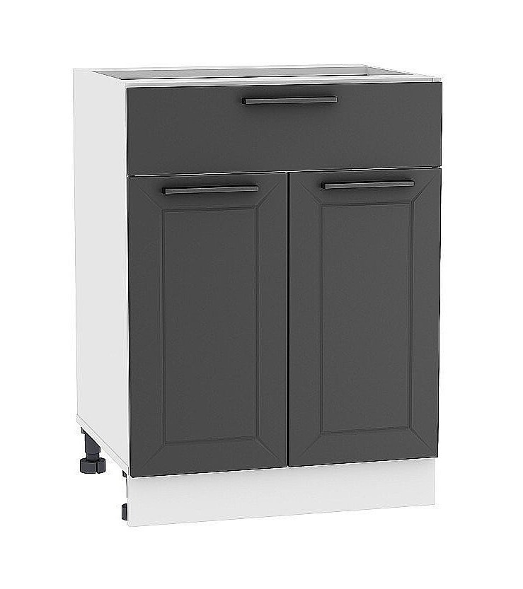 Шкаф кухонный напольный Полюс 60 см с ящиком, МДФ Soft-touch темно-серый  #1