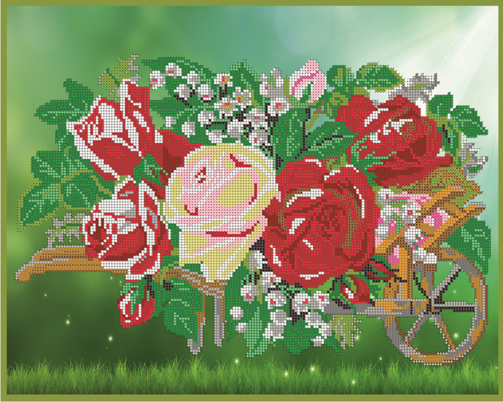 Набор для вышивания бисером Тайвань, Светлица картина Розы 38х30 см, рукоделие, подарок для творчества, #1