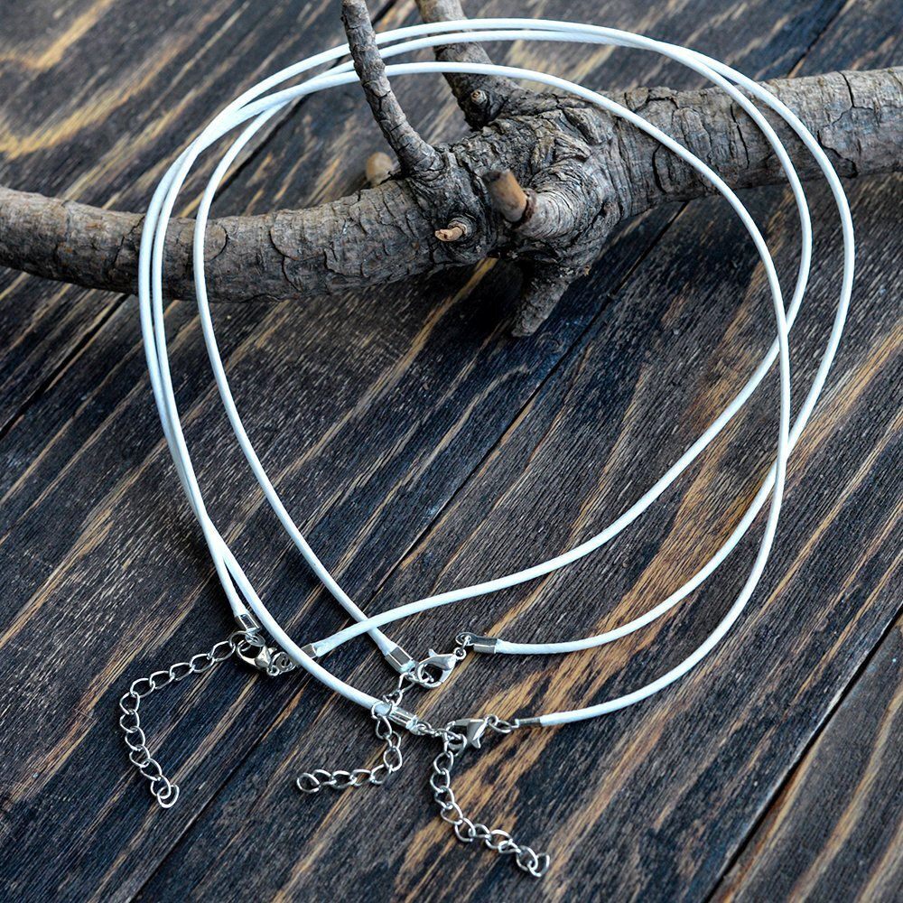 Основа для ожерелья/кулона/чокера с замочком (6 шт.), вощеный шнур, размер 450х2 мм, цвет белый  #1