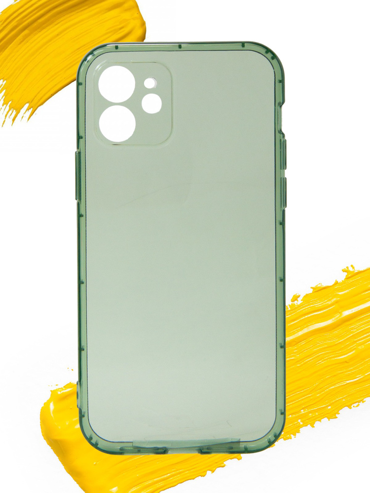 Чехол для Apple iPhone 12 / чехол на айфон 12 прозрачный зеленый  #1