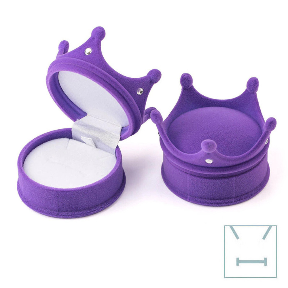 Ювелирный футляр корона под кольцо или кулон с цепочкой (фиолетовый)  #1