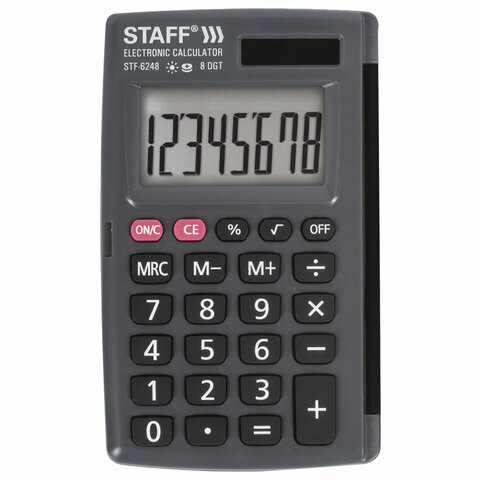 Калькулятор карманный Staff STF-6248 (104х63 мм), 8 разрядов, двойное питание  #1