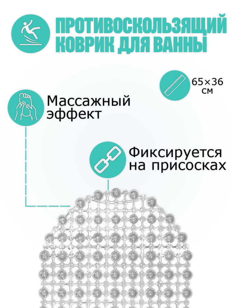 Коврик противоскользящий для ванной 0,65х0,36 м #1