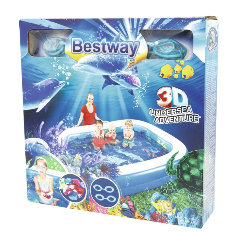 Детский надувной бассейн с 3D рисунком Поиски сокровищ 262x175x51 см. 778 л. /Бассейн детский  #1