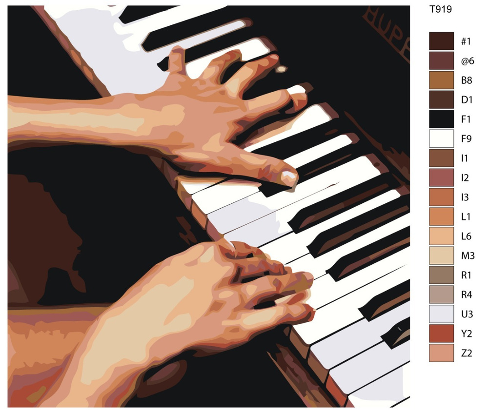 Картина по номерам T919 "Пианино, музыкальный инструмент" 40x40  #1