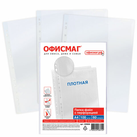 Офисмаг Файл A4 (21 × 29.7 см) 4 шт., 60 мкм #1