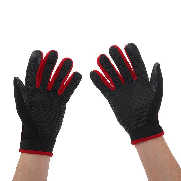 Перчатки для езды на мототехнике КНР межсезонные, одноразмерные, черно-красный  #1