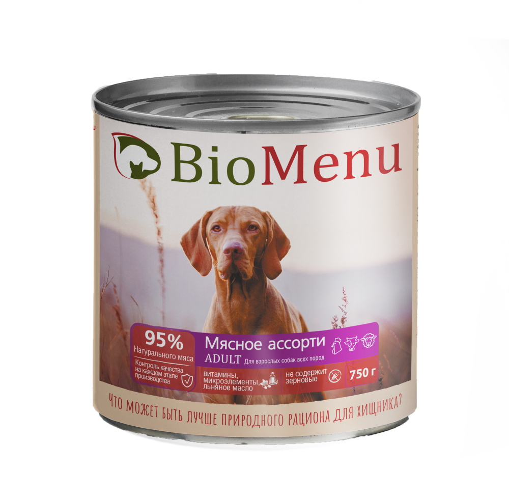 BioMenu Консервы для собак тушеное Мясное ассорти 750г (12шт) #1