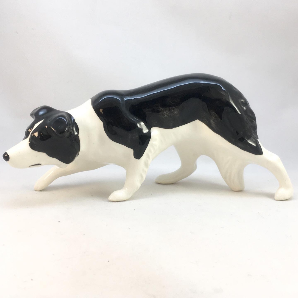 Статуэтка фарфоровая декоративная собака породы Бордер-колли, фигурка, сувенир, подарок, пастушья собака #1