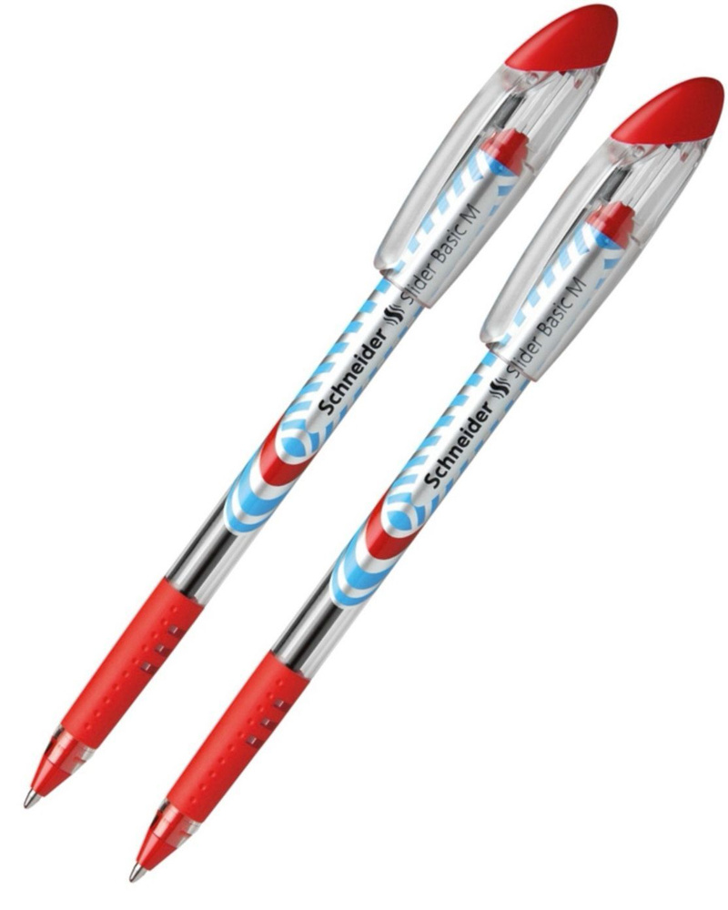 2 шт Шариковая ручка Schneider Slider Basic M 1.0 мм, красная #1