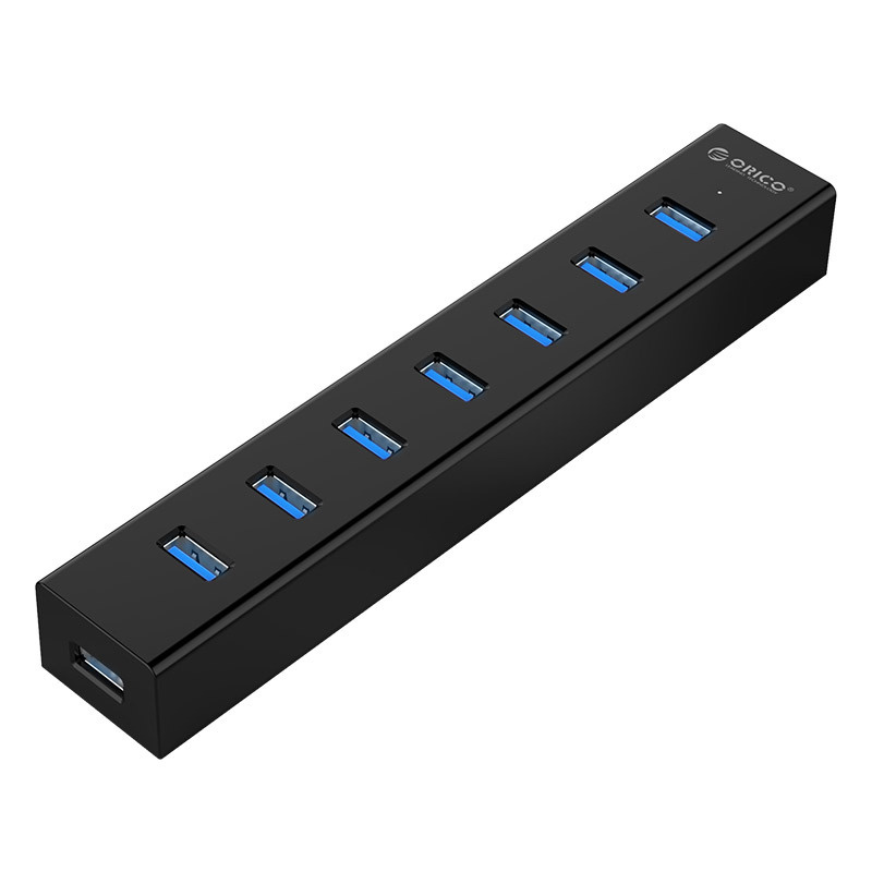 Хаб USB ORICO H7013-U3-AD-EU-BK-BP USB3.0x7, DC, Cable 1m, 5V2A, BLACK, 187*32*23mm #1