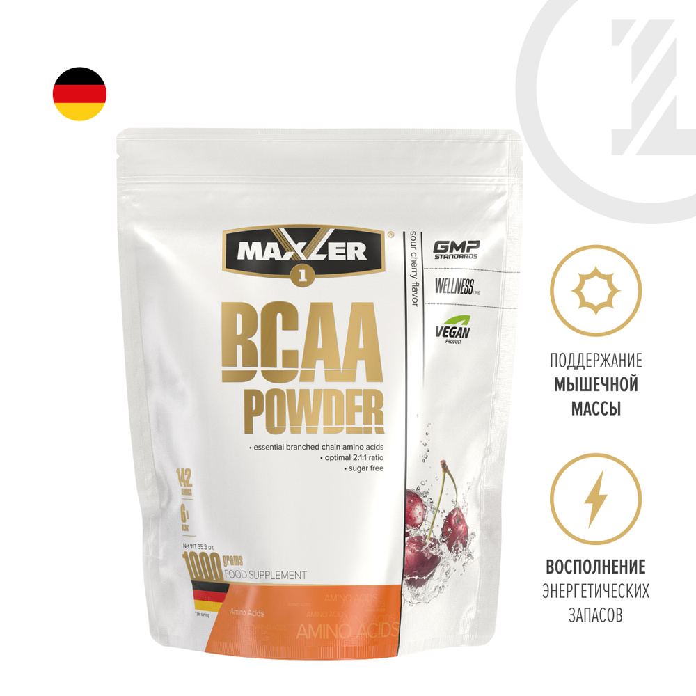 Аминокислоты Maxler BCAA Powder EU 1000 гр, восстановление и набор массы, БЦАА, БЦА - Вишня  #1