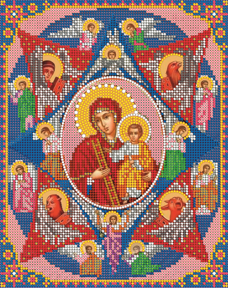 Набор для вышивания "Светлица" чешский бисер, икона Пресвятая Богородица Неопалимая Купина, 19х24 см #1