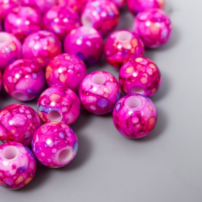 Бусины для творчества пластик "Шарики шамот ярко-розовый" набор 20 гр d равно 1 см  #1