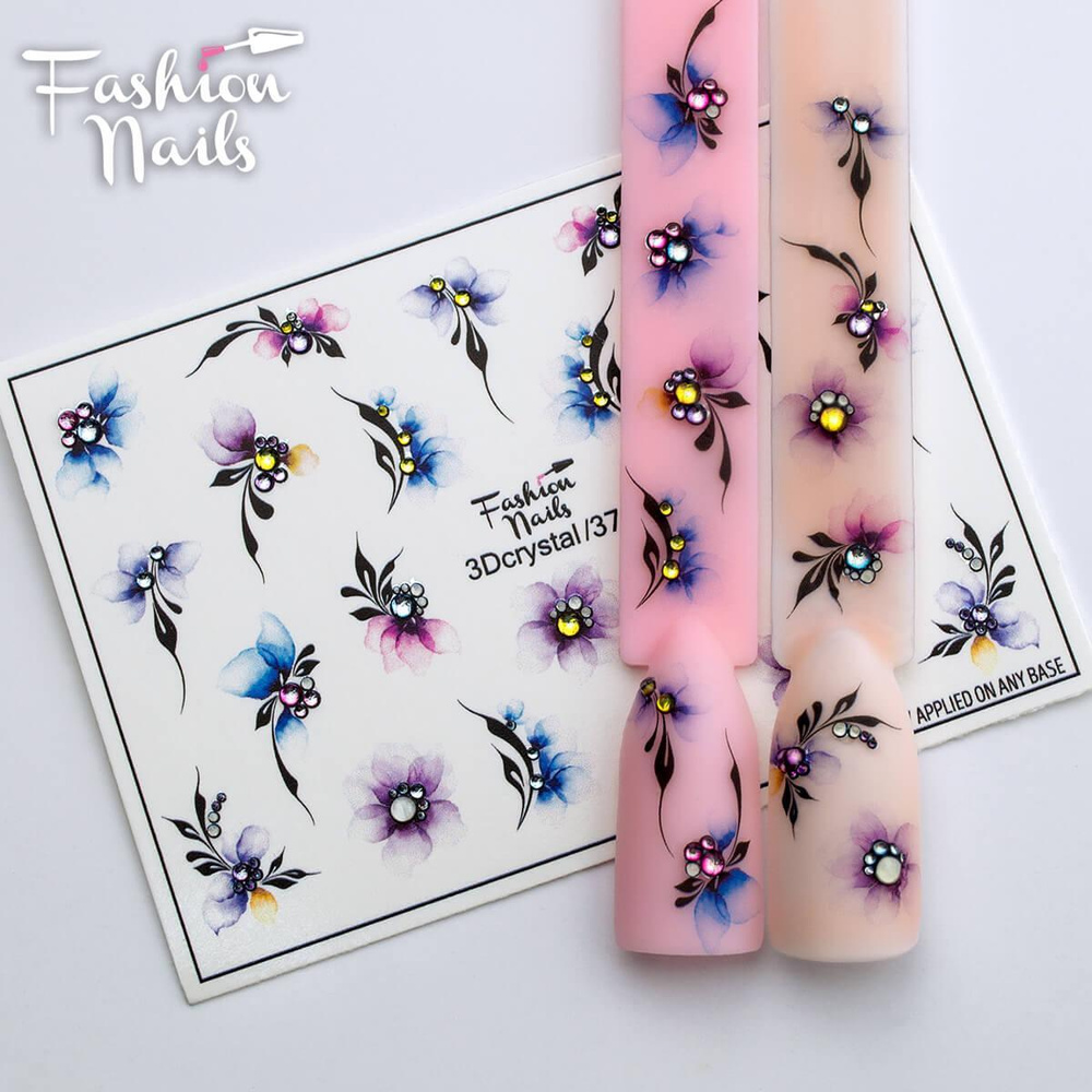 Fashion Nails Слайдер (водные наклейки) для дизайна ногтей 3D Crystal №037  #1