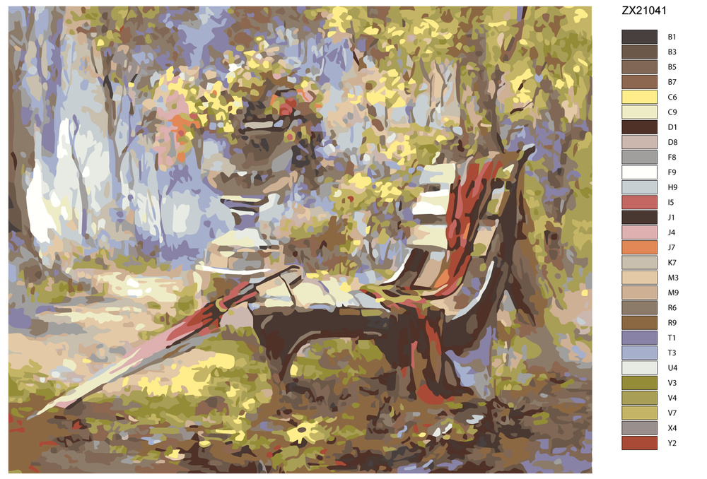 Картина по номерам "Осенняя скамейка" ZX21041 40x50 #1