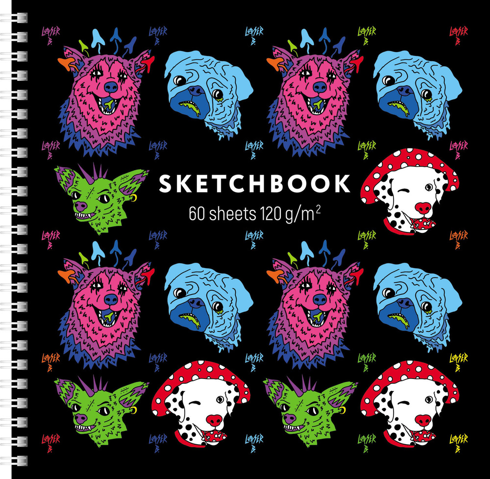 SketchBook Hatber Premium 60л А4ф 210х210мм без линовки с твердой обложкой на гребне-Лазер Би- ( Laser #1