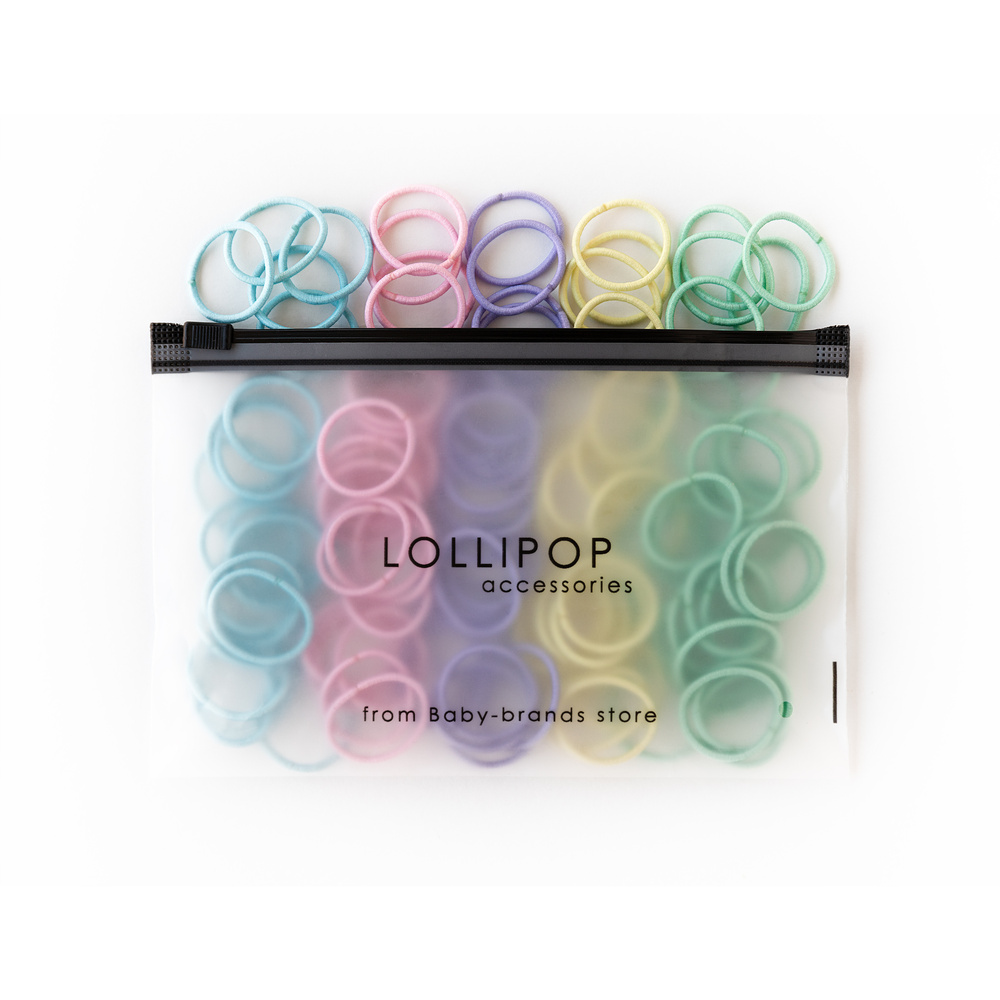 Lollipop Резинки для волос детские, набор 100 шт текстильные нежные  #1