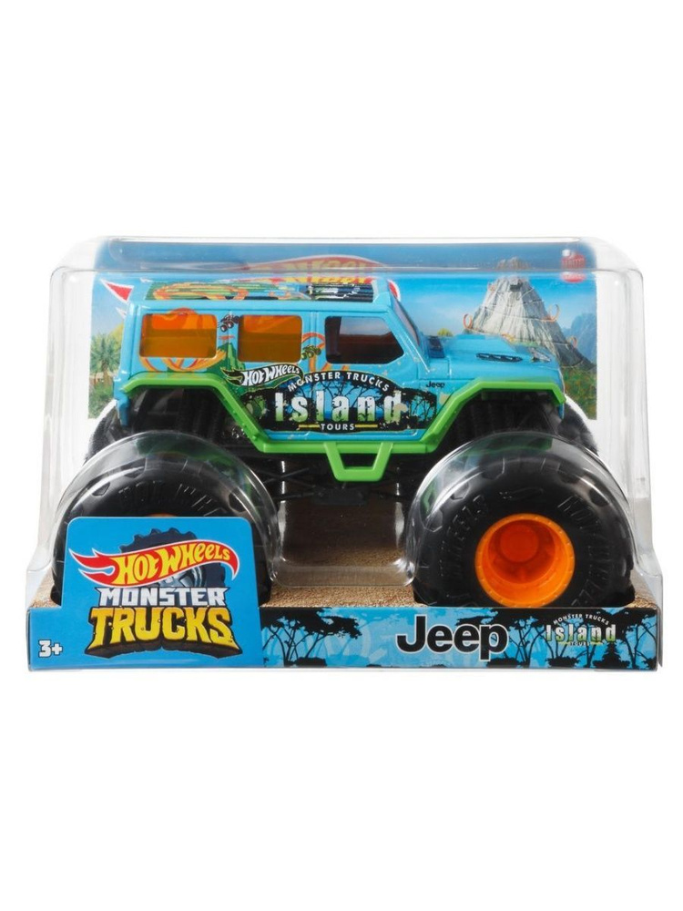 GTJ44 Машинка металлическая игрушка Hot Wheels Monster Trucks Монстр трак коллекционная модель 1:24 JEEP #1