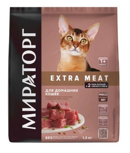 Мираторг Winner Extra Meat корм для домашних кошек, с говядиной 1,2 кг  #1