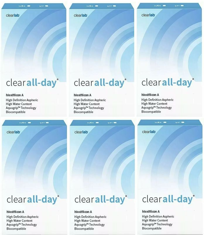 ClearLab Clear All-Day -6.50 / 14.2 / 8.6, 36 штук (6 пачек по 6 линз) контактные месячные гидрогелевые #1