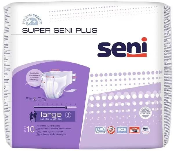 Seni Super Plus, подгузники для взрослых (L), 10 шт. #1