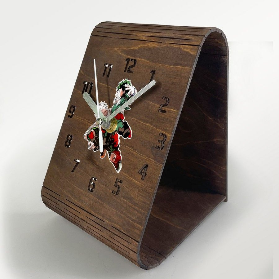 Настольные деревянные бесшумные часы цвета венге с УФ принтом Аниме Моя геройская академия (Идзуку, Кацуки) #1
