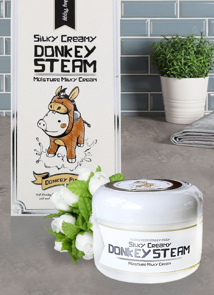 Elizavecca Крем для лица с экстрактом молока ослицы, увлажняющий Donkey Piggy Silky Creamy Donkey Steam #1