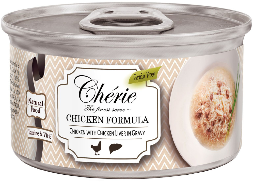 Корм Pettric Cherie Chicken Formula (в соусе) для кошек, рубленная курица с куриной печенью, 80 г x 12 #1