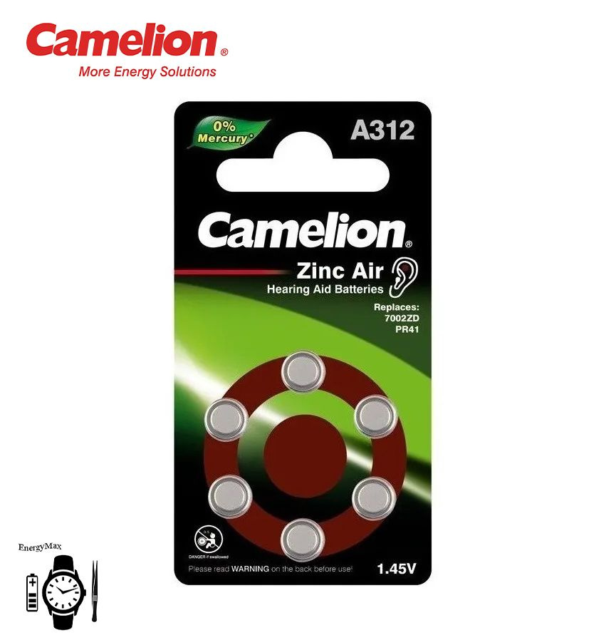 Camelion Батарейка PR41 (ZA312, V312A, DA312), Воздушно-цинковый тип, 1,45 В, 6 шт  #1