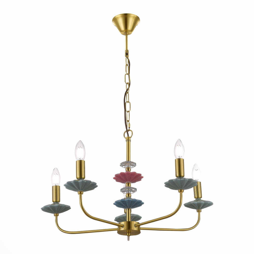 Светильник подвесной EVOLUCE цвет золотистый коллекция ATTIC в стиле Modern цоколь E14 ламп 5х40W, SLE1117-203-05 #1