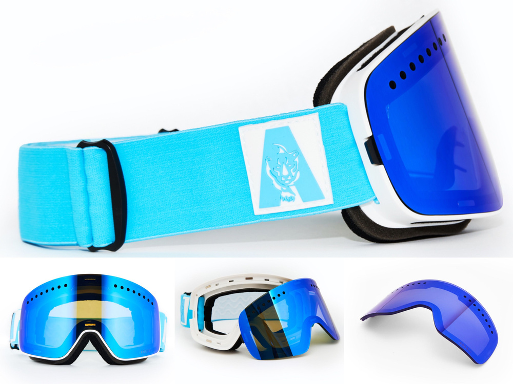 Очки горнолыжные / сноубордические Andavi Neo Magnet, цвет Arctic Ice, магнитная линза. Футляр, балаклава #1