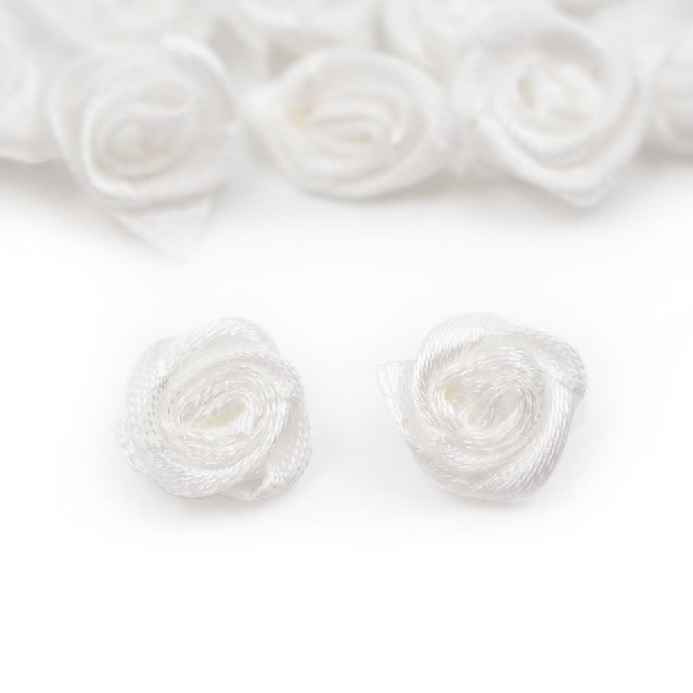 Цветы пришивные атласные Айрис, Роза 1,5 см, цветочки для рукоделия, скрапбукинга  #1