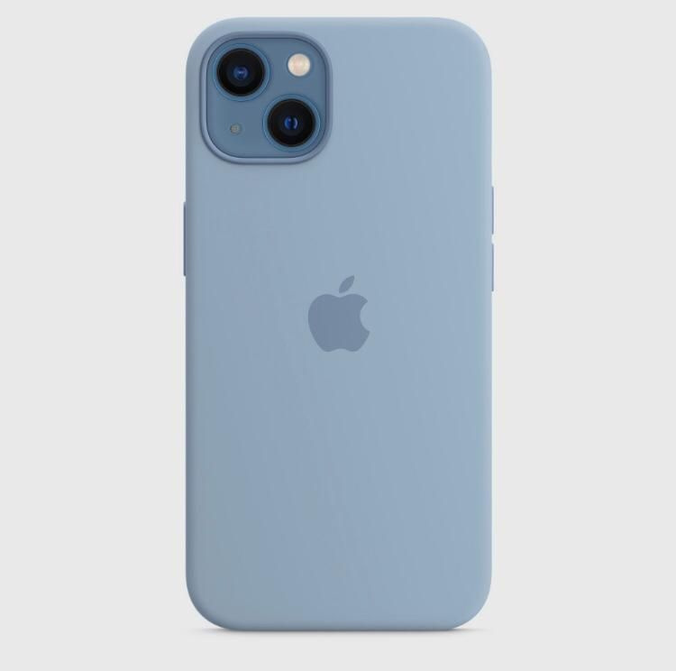 Силиконовый чехол Soft Touch на iPhone (Айфон) 13 (с логотипом), голубой  #1