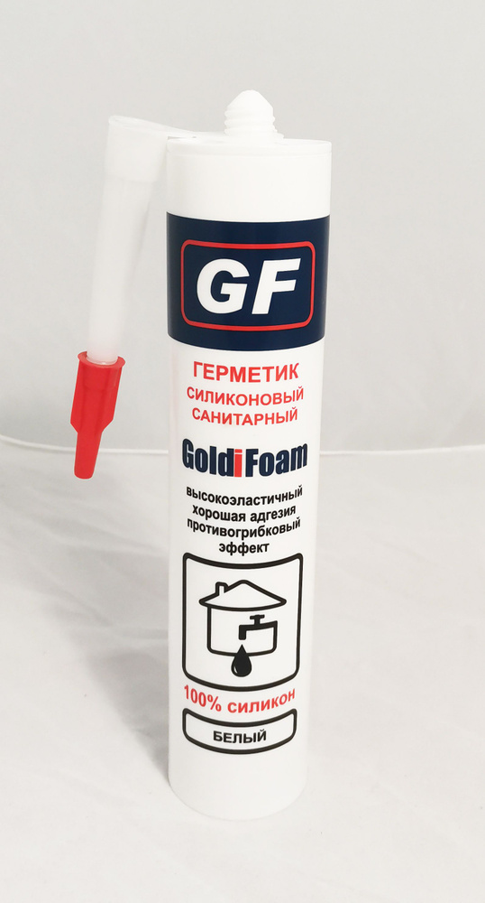 Герметик силиконовый санитарный Goldifoam, белый, 260 мл, для ремонта/ ванн/ сантехники/ универсальный #1